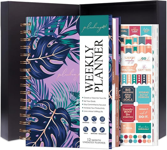 PLANBERRY Weekly Planner Premium – Undated Life Organizer & Budget Planner – Time Management, Goal Setting, to-Do List, Work-Life Balance & Habit Tracker – 6.9″ x 8.5″ (Wild Purple)
