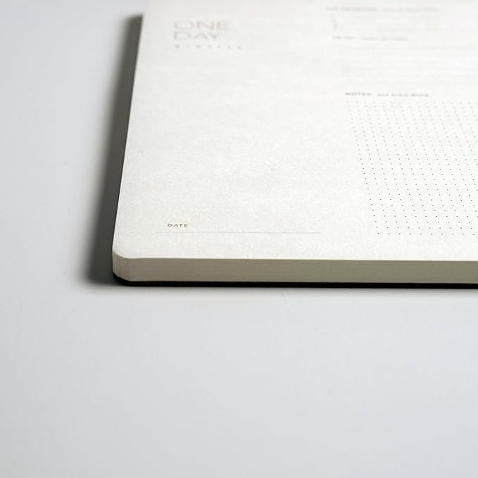 One Day, Elegant Daily Desk Planner, Gold Foiled, Minimalist Productivity Planner Pad, Time Blocking Hourly Schedule, To Do List Notepad, A4, 52 Pages, FSC™ Certified