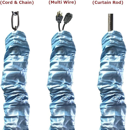 Royal Designs, Inc. Cord & Chain Cover 4 ft Silk Type Fabric, Chandelier Pendant Lighting Chain & Cable Management, Touch Fastener, Blue - 1 Pack