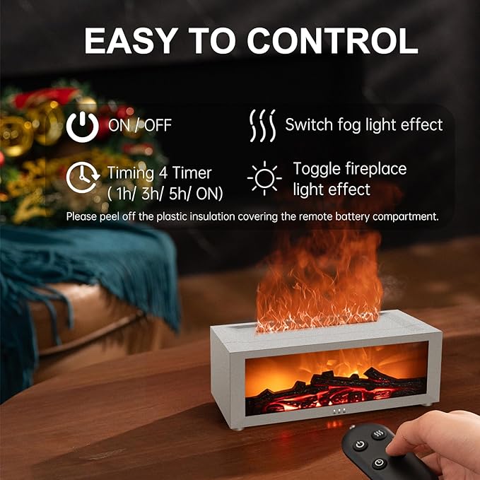 Fireplace Diffuser Humidifier,Fireplace Aromatherapy Essential Oil Diffuser, Ultrasonic Colorful Cool Mini Flame Fire Aroma Humidifier with Timer for Home,Bedroom,Office,Yoga