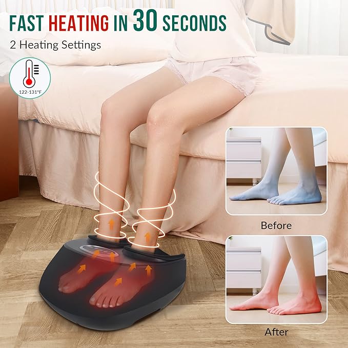 Snailax Shiatsu Foot Massager with Heat, Kneading, Compression, Vibration, Feet Massage Machine for Plantar Fasciitis, Neuropathy, Foot Warmer, Gifts for Women Men,Size 13