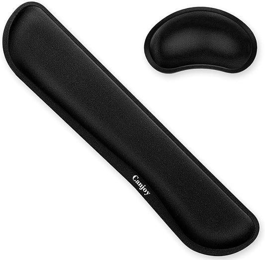 Canjoy Keyboard Wrist Rest Pad, Ergonomic Wrist Rest Cushion Support Pad, Easy Typing Pain Relief for Computer, Laptop Cushion with Anti-Skid Rubber Base, Pain Relief Mouse Hand Rest