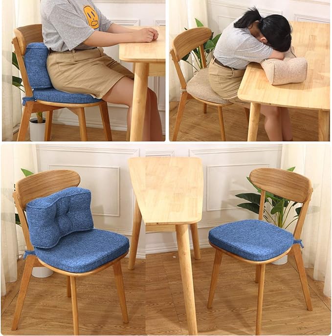 Chair Cushion with Ties for Dining Chairs - Memory Foam Non Slip Kitchen Chair Pad and Dining Seat Cushion with Machine Washable Cover Set of 4 [16.5 x 16.2 Inches] - Blue