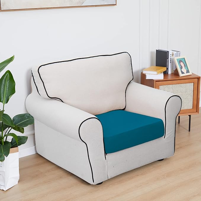 Easy-Going 100% Waterproof Chair Sofa Seat Cushion Slipcovers Couch Cushion Cover Stretch Furniture Protector for Kids, Pets (Chair Cushion, Peacock Blue)