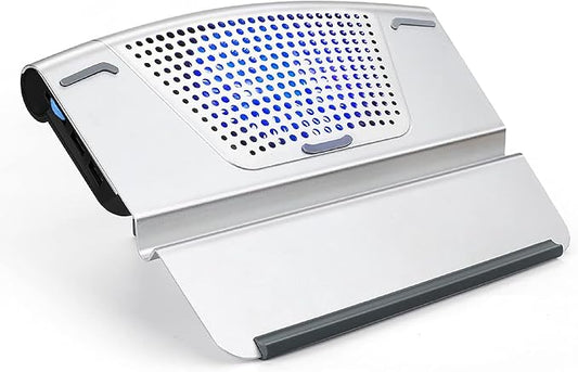 OTM Essentials Aluminum Small Laptop Riser Stand, Desk Riser with Non-Slip Padding and Tilted Surface, Versatile Home Office Essentials, Ideal for 11"-13" Laptops