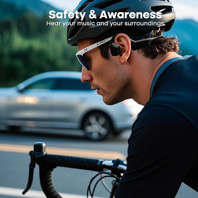 Bone Conduction Headphones, Wireless Bluetooth 5.3 Open-Ear Headphones with Mic, 10H Playtime Long Battery Life, Waterproof IPX6 Sport Headphones for Running, Cycling, Workout, Gift