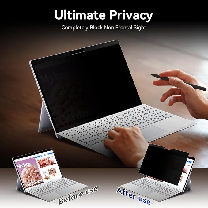 Magnetic Privacy Filter Compatible with Microsoft Surface Pro 10 (2024) / Pro 9 (2022) / Pro 8 (2021) / Pro X (2021, 2019), 13 Inch Removable Anti Spy Glare Blue Light Privacy Screen