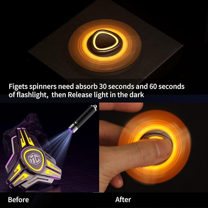 INNÔPLUS Fidget Spinner, Fidget Spinners for Adult, Fidget Spinners Cool, Fidget Light Up Spinner for Teens, Stress Anxiety ADHD Relief Figets Toy, Metal Finger Hand Spinner Toy with Luminous Light