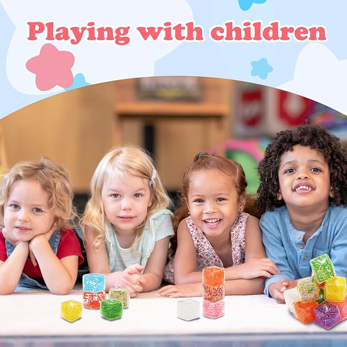 20 Pack Mini Stress Cube Filled with Foam Particles, Squishy Squeeze Stress Balls Stress Relief Toys Fidgets for Classroom for Adults Kids Children Teen