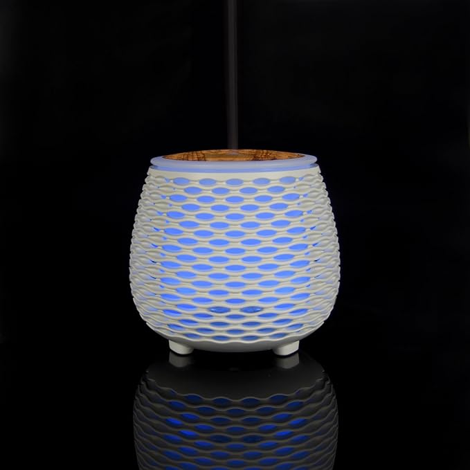 Aromatherapy Essential Oil Wooden Grain Diffuser with Auto Shut-Off Function | Cool Mist Humidifier for Yoga Spa Office Bedroom Home | 120ml (White)