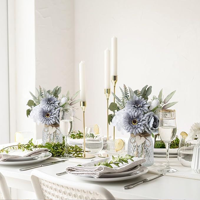 Leftover Fake Flowers in Vase with a Flower Arrangement,Silk Artificial Flowers in Vase,Dining Table Centerpiece Decor,Flower Arrangements for Home Decor,Kitchen Decor