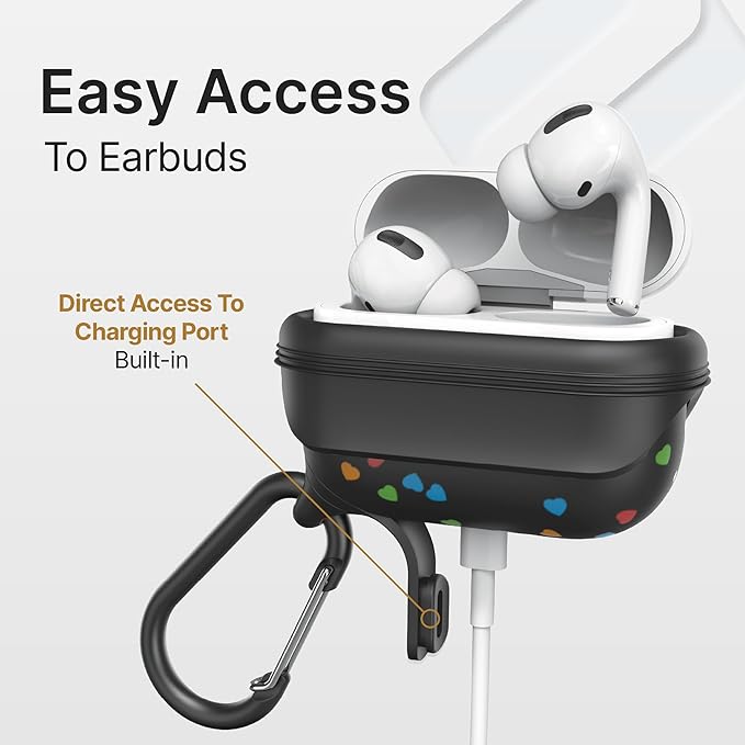 Catalyst Waterproof Case for AirPods Pro 2nd Generation and AirPods Pro 1st Generation - Wireless and USB-C Charging Compatible, One Piece Design, High Drop Protection Case with Carabiner