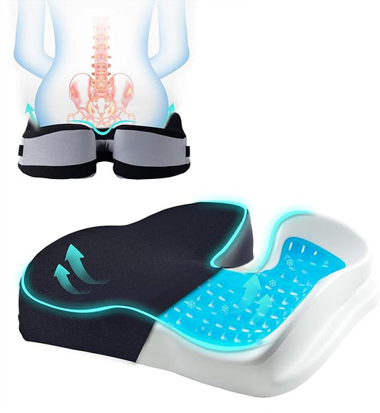 Gel Seat Cushions for Office Chairs Wheelchair Cushion for Long Sitting Back Pain，Memory Foam Seat Car Computer Desk Chair Cushion，Coccyx Cushion for Tailbone Pain Relief Office Chair Butt Pillow