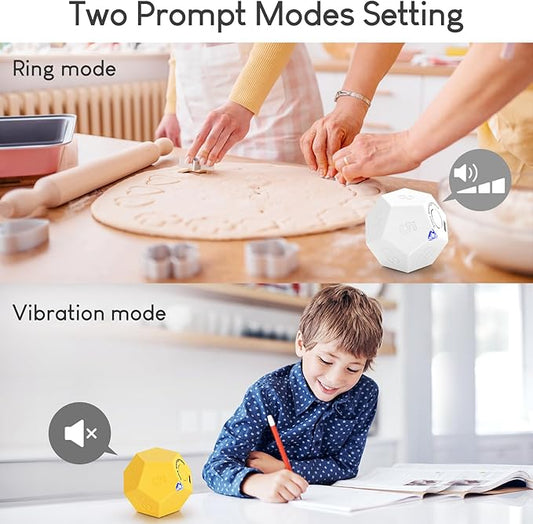 Pomodoro Timer - 11 Preset Productivity Timer, Ring/Vibrate Mode Cube for Cooking, Learning, Exercise and Beauty - White