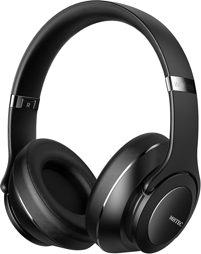 Bluetooth Headphones Over Ear, 90 Hours Playtime Wireless Headphone with 3 EQ Modes, Noise Isolating HiFi Stereo with Deep Bass, Microphone, Soft Earpads for Cellphone/PC