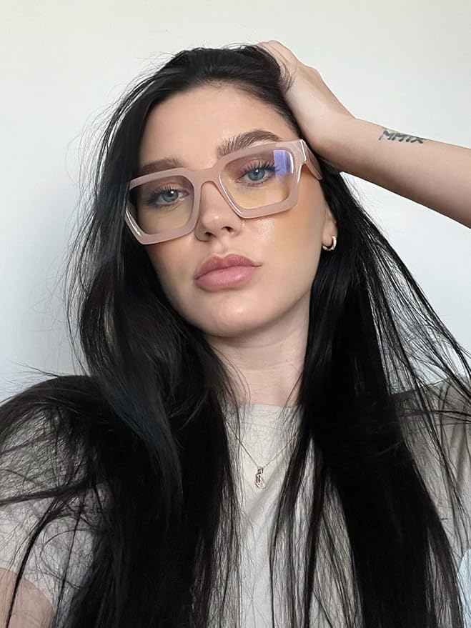 VISOONE Blue Light Blocking Glasses with TR90 Rectangle Frame and Chic Preppy Look for Women Men RIVER