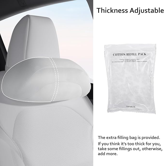 Car Headrest Pillow for Driving, Softness Ergonomic Design Universal Travel Neck Pillow for Most Cars, Office Chairs, Gaming Chairs with Extra Filler Cotton Bag (White, 1PC)