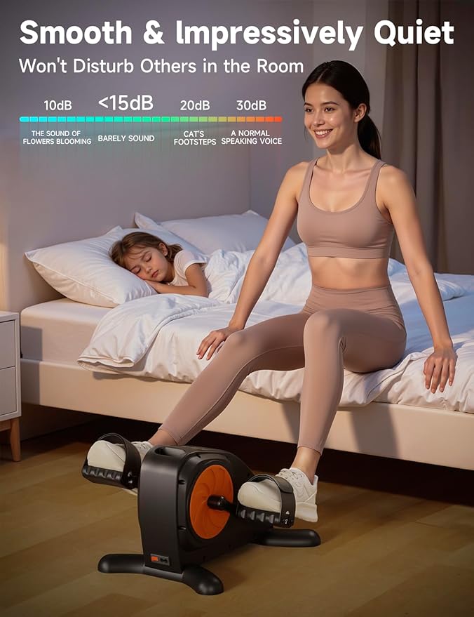 Mini Exercise Bike, Portable Under Desk Cycle Bike with 12 Adjustable Speeds for Arm/Leg Exercisers, Low-Impact Cardio Cycling Equipment, Remote Control & LCD Display Inner Thigh Exerciser