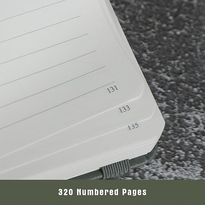 TIEFOSSI Lined Journal Notebook for Women Men, Leather Journal with Pen, A5 Evil Eye Hardcover Notebook for Work, Journaling, Travel & School, 100 GSM Thick Paper, 320 Numbered Pages, 6.2 x 8.3 in