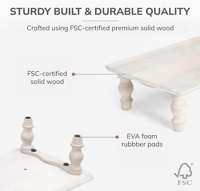 Anji Mountain Monitor Stand - Desktop Organizer & Laptop Riser, Ergonomic Monitor Riser, Space-Saving Monitor Stand for Desk, Durable Construction, Easy Assembly, Ideal for Home & Office,White Wash