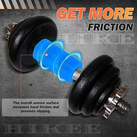 Hikeen Thick Bar Dumbbell Grips,Non Slip Hard Rubber Barbell Grips,Grips for Weight Lifting, Muscle Building-1.77", 2", 2.25" & 2.75" Outer Diameter