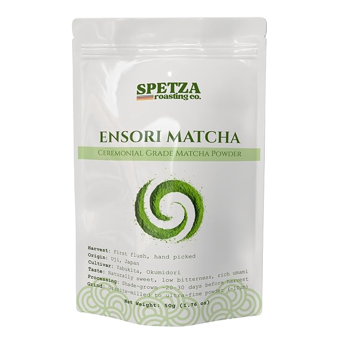 Ensori Matcha, Ceremonial Grade Matcha Powder, First Harvest, Authentic Japanese, 100% Pure, No Additives, 50 Servings, Sugar-Free Matcha Green Tea For Latte, (50gr)