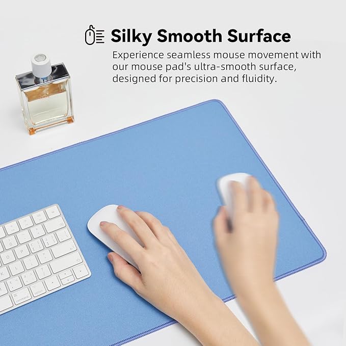 Waterproof Large Gaming Mouse Pad with Durable Stitched Edges, Non-Slip Rubber Base, Grainy Jacquard Mouse Mat Desk Pad for Home Office Gaming, 15.74"x35.43"x0.12", Blue