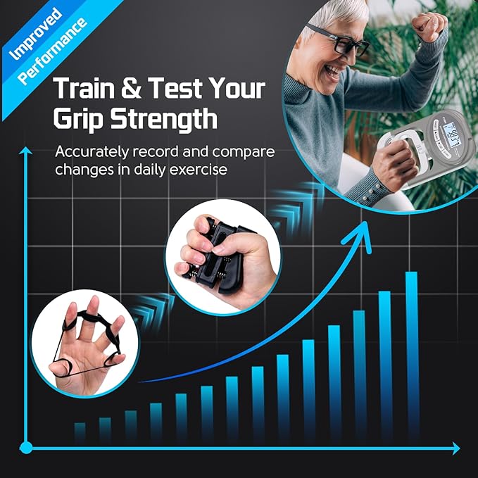 Grip Strength Tester Hand Dynamometer - Grip Strength Trainer Electronic Hand Gripper Strengthener Wrist Exerciser Meter Digital Training Gauge 265 Lbs / 120 Kgs for Sport School Home Use