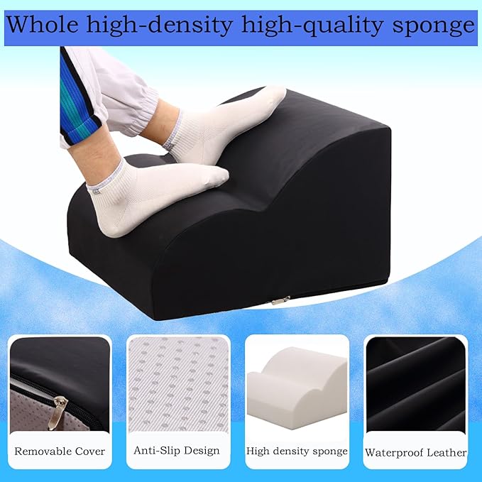 Foot Rest for Under Desk at Work.Multifunctional 3-Tier Foot Stool,With waterproof leather Footrest.For Under Desk,Office Chair Gaming Chair & Sofa,Leg Elevation Pillow,supports Posture-Black