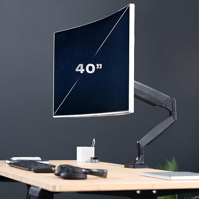 VIVO Premium Aluminum Heavy Duty Single Monitor Arm for Ultrawide Monitor up to 40 inches and 30 lbs, Desk Mount Stand, Pneumatic Height, Max VESA 100x100, Black, STAND-V110Q
