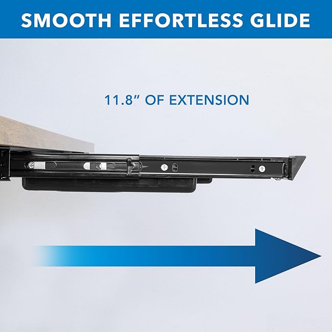 Mount-It! Under Desk Drawer - Deep Under Counter Drawer Organizer - Slide Out Standing Desk Storage Attachment - 25.8" Width Under Table Storage Compartment - Black