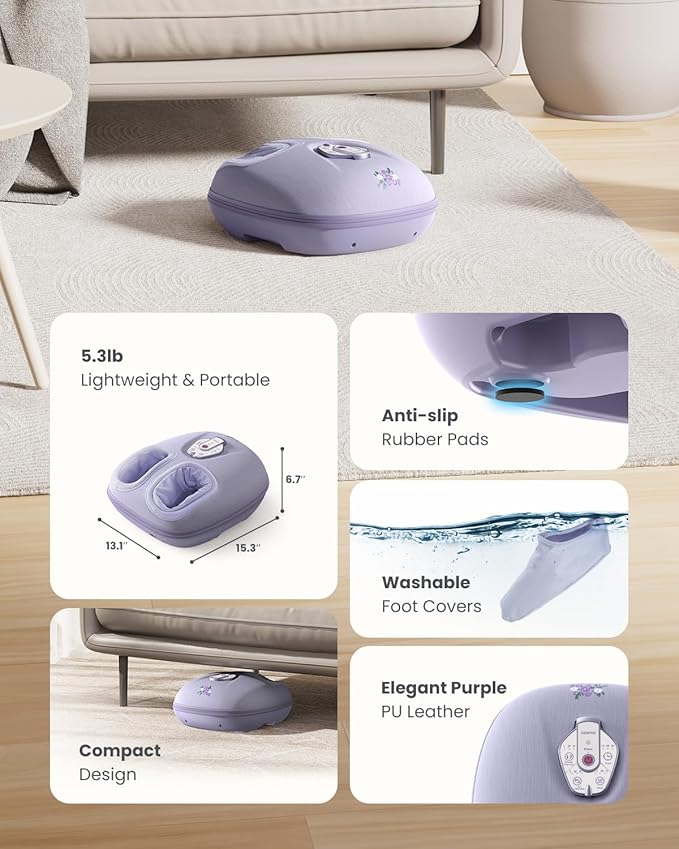 RENPHO Foot Massager Machine with Heat [2025 Upgraded], Shiatsu Foot Massager for Plantar Fasciitis, Birthday Gifts for Women, Wireless Control, D003R-VT