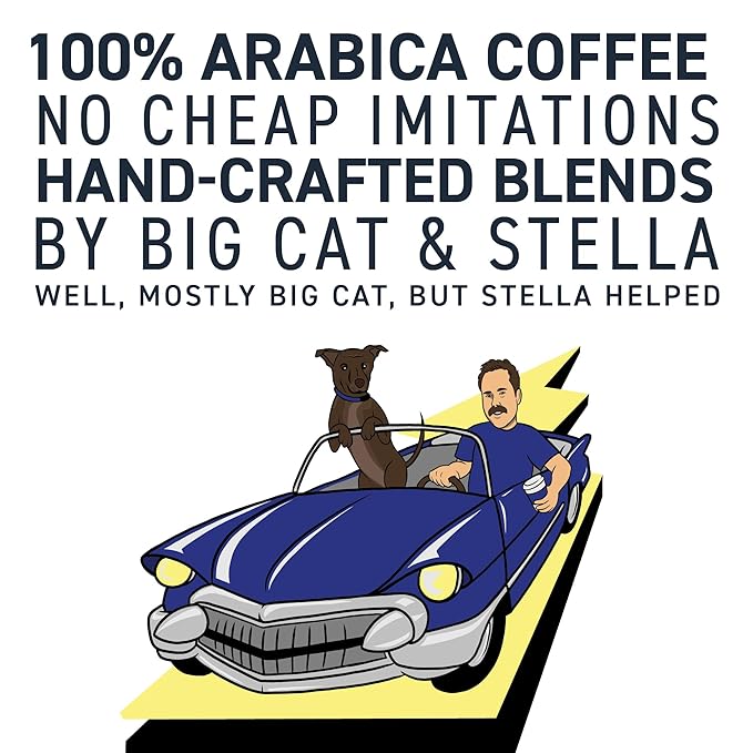Stella Blue Whole Bean Coffee, Electric Avenue Blend, Dark Roast, Toffee, Dark Chocolate & Subtle Smokey Notes, 100% Arabica, Ethically Sourced from Central and South America, 12 oz bag