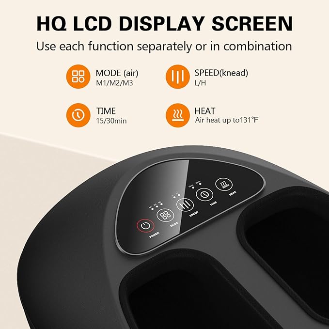 Shiatsu Foot Massager with Heat, Deep Kneading & Gentle Air Compression for Foot Wellness and Relaxation, Feet Massager, Electric Foot Massager Machine - Gifts for Women Men, Fits Size 13