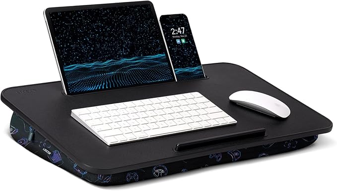 Lap Desk - Portable Laptop Stand & Stand, Fits Up to 17.3 in, Washable Cushion, Built-in Phone Holder & Mouse Pad - Gaming, Eating, Writing, Working on Bed, Couch,Floor - L.DOCTOR(Large, Gaming Accs)