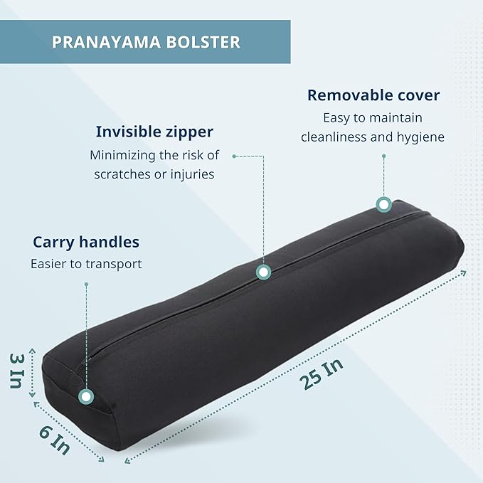 Everyday Yoga Premium Bolster, Meditation Pillow, Super Soft & Lightweight with Carry Handle - Firm Support for Restorative Yoga, Multi-color