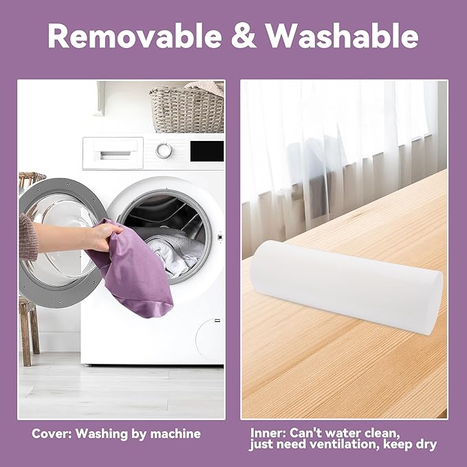 MABOZOO Yoga Bolster Set, Velvet Cover High Density Foam Pillows for Restorative Yoga and Meditation, Rectangular and Cylinder Bolster Pillow Meditation Cushion Pillow For Women Leg