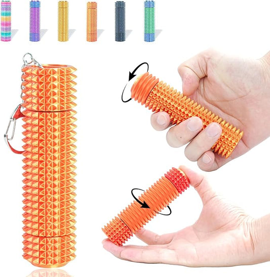 Fidget Roller Adults Teens Sensory Little Stim Gadget for Anxiety Relief Mild Ouchie,Desk Focus Tool Portable Hand Spinner Gifts Idea White Elephant Stocking Christmas(Sunset red,Compact Fit)