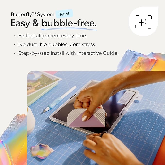 Paperlike 3 Screen Protector (2x) for iPad 10.2” (7th-9th Gen 2019-2021) – True Paper-Feel, Bubble-Free Install (Butterfly), Protects Pencil Tip
