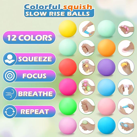 72Pcs Stress Balls Set for Adults and Kids - Squishy Ball Sensory Fidget Toys for Anxiety Relief - Squeeze Ball Party Favors Bulk Pack - Classroom Prize - Birthday Halloween