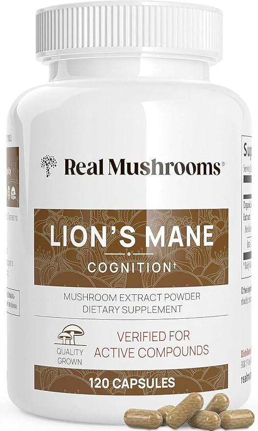 Lions Mane Mushroom Cognition (120 Capsules) Lions Mane Mushroom Powder Extract Capsules | Brain Supplement, Brain Vitamins, Focus Supplement