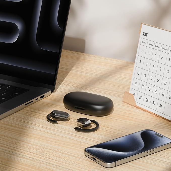 Open Ear Headphones,360-Degree Panoramic Sound, DT4.0 Without Sound Loss,Air Conduction, 48H Range,LED Display,IPX7 Waterproof, Wireless Earbuds for Meeting, Driving,Traveling