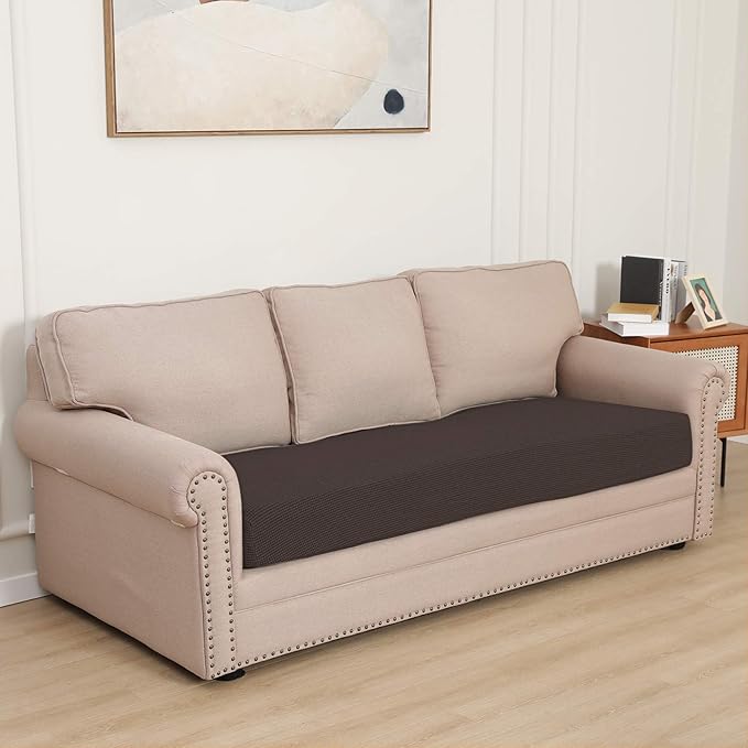 Easy-Going Stretch Cushion Cover Sofa Cushion Furniture Protector Sofa Seat Sofa slipcover Sofa Cover Soft Flexibility with Elastic Bottom(Sofa Cushion, Chocolate)