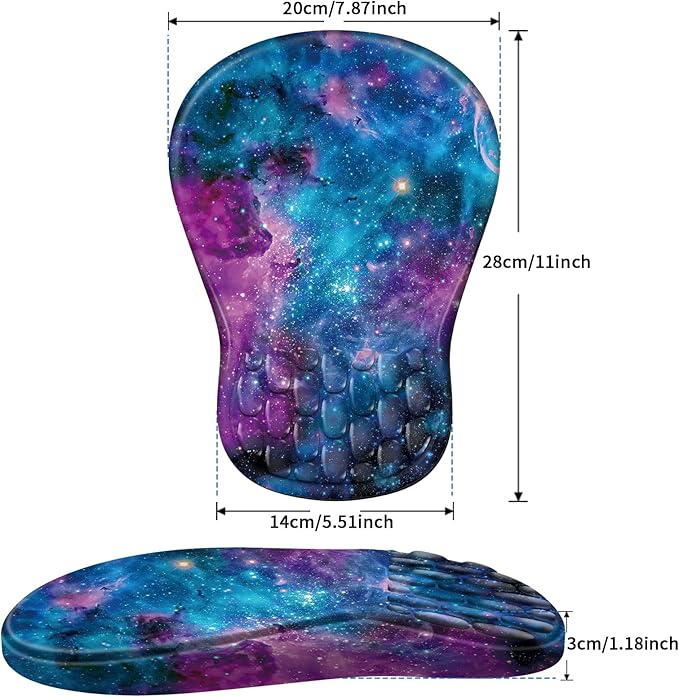 Ergonomic Mouse Pad with Wrist Rest Support, Mousepad with Comfortable Memory Foam Wrist Rest and Non-Slip PU Base for Pain Relief, Computer, Laptop, Office, Home (Starry Sky)