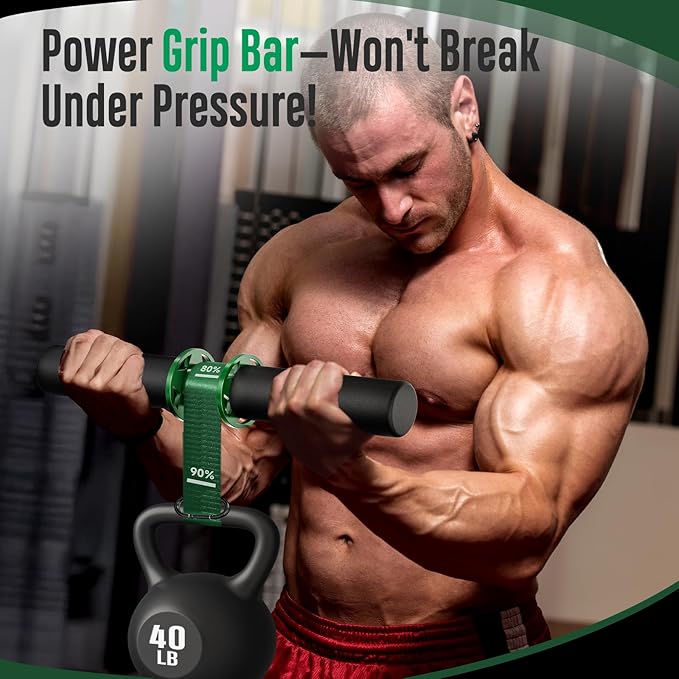 FitBeast Forearm Strengthener & Wrist Roller - Forearm Strength Trainer with Thickened Anti-Slip Grip Handles&Adjustable Strap, Perfect for Forearm Exercising, Boosting Grip Strength, Muscle Building