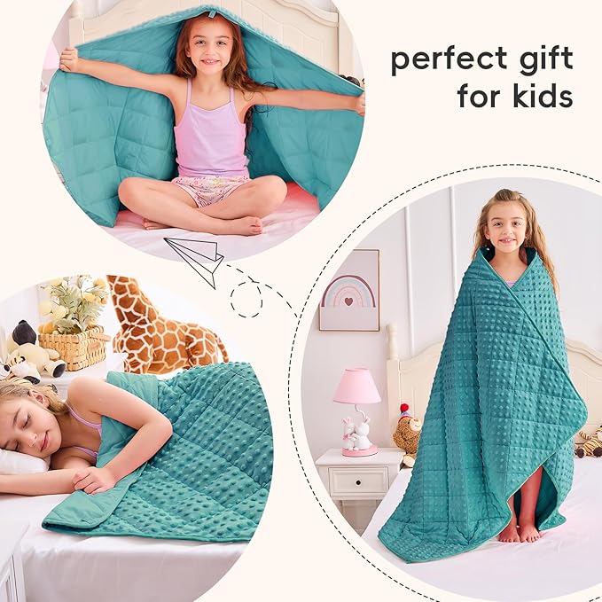 yescool Weighted Blanket 3 Pounds Teal Heavy Blankets for Sleeping, Microfiber Weighted Throw Blanket Breathable Warm Fleece Minky Blanket for 20-40lbs, 36"x48"