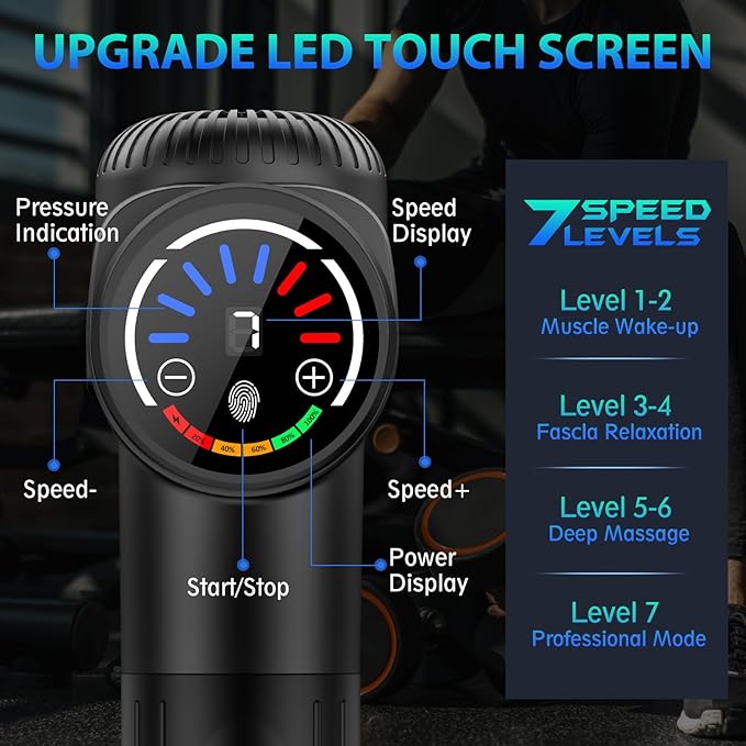 TOLOCO Massage Gun, Deep Tissue Back Massage for Athletes for Pain Relief, Percussion Massager with 10 Massages Heads & Silent Brushless Motor, Gifts for Fathers Day, Black