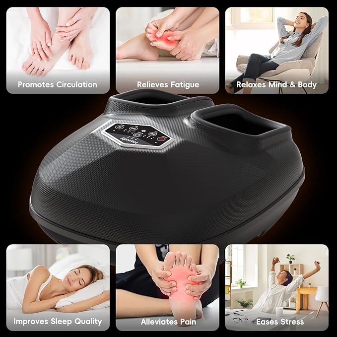 Howdy Foot Massager with Heat and Remote for Plantar Fasciitis, 2025 Heated Shiatsu Feet Massager for Neuropathy, Christmas Gift for Him Her Mom Dad, Wireless Control