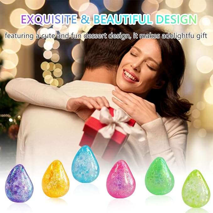 3pack Fidget Toys Squishy Drop Toys| Ice Squishy Drop Malt Sugar Balls| High Density Gel Filled Water Drop Sensory Squeeze Toy|Relief Stress Squeeze Toy Color May Vary (Pack of 3)