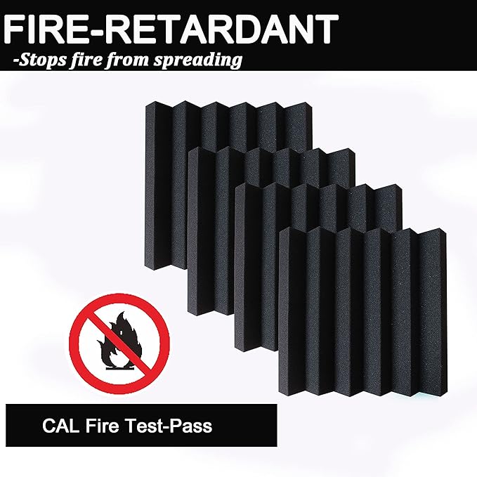 24 Pack Acoustic Panels,2" x 12" x 12"Sound Proof Foam Panels for Wall,Fireproof Absorbing Noise Cancelling Panels,to Absorb Noise and Eliminate Echoes. (24 black)